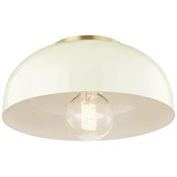 Mitzi Avery 11&quot; Wide Cream and Aged Brass Modern Luxe Ceiling Light