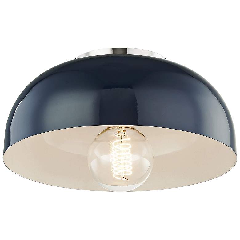 Image 2 Mitzi Avery 11 inch Wide Polished Nickel and Navy Modern Ceiling Light
