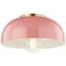 Mitzi Avery 11" Wide Aged Brass Ceiling Light w/ Pink Shade