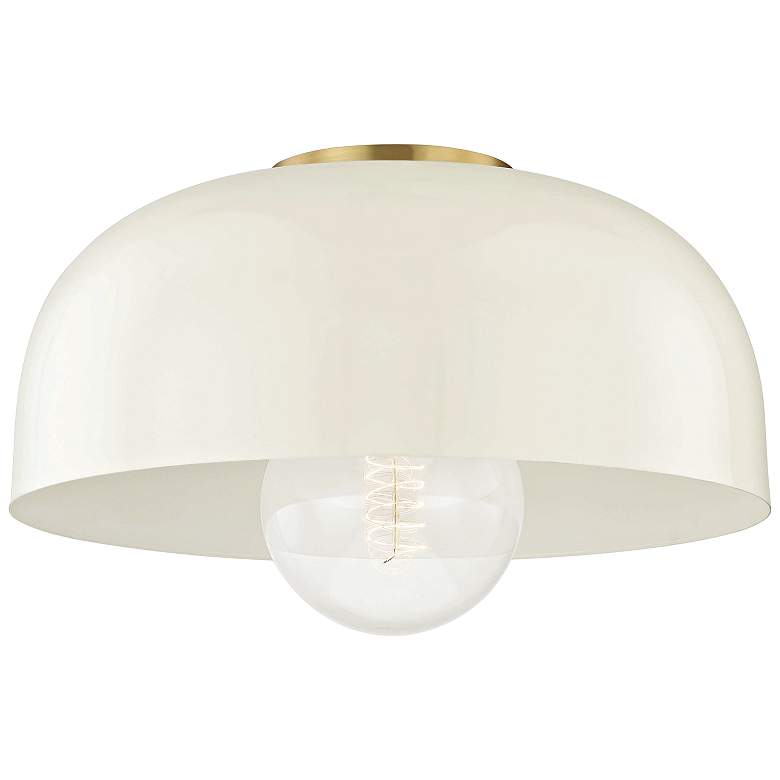 Image 2 Mitzi Avery 14 inch Wide Aged Brass Ceiling Light w/ Cream Shade