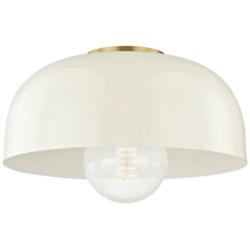 Mitzi Avery 14&quot; Wide Aged Brass Ceiling Light w/ Cream Shade