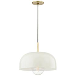 Mitzi Avery 14" Wide Aged Brass Cream White Modern Pendant Light
