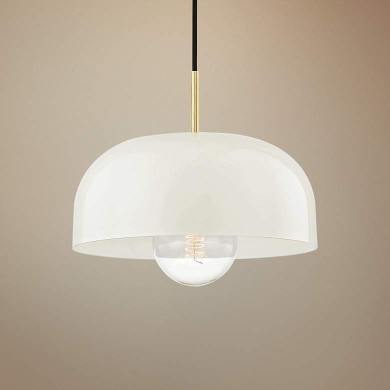 Image 1 Mitzi Avery 14" Wide Aged Brass Cream White Modern Pendant Light
