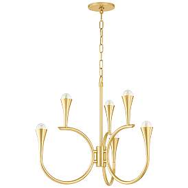 Image1 of Mitzi Aviana 27" Wide Aged Brass 6-Light Chandelier