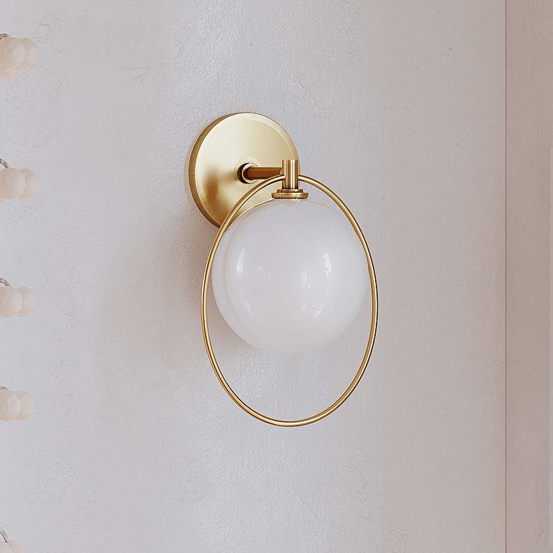 Image 1 Mitzi Babette 12 1/2" High Aged Brass LED Wall Sconce