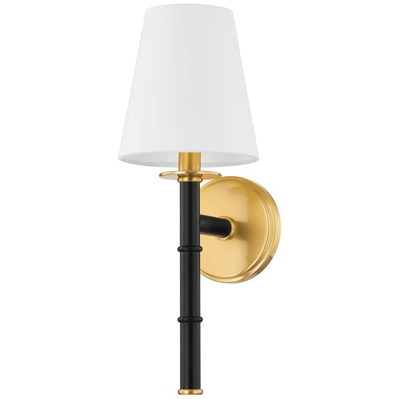 Image 1 Mitzi Banyan 16.25" High Single Light Black and Brass Wall Sconce