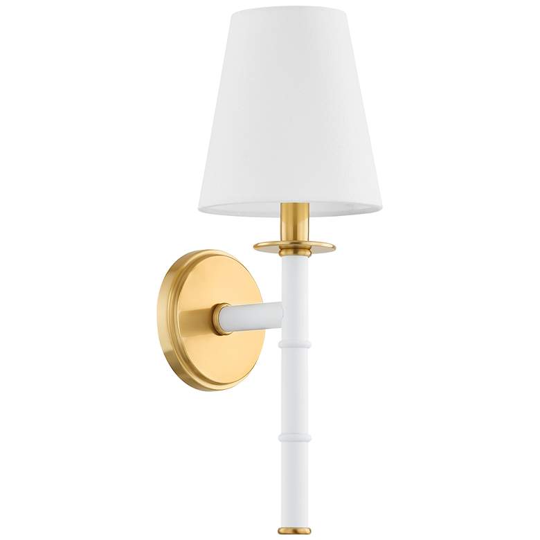 Image 1 Mitzi Banyan 16.25" High Single Light White and Brass Wall Sconce