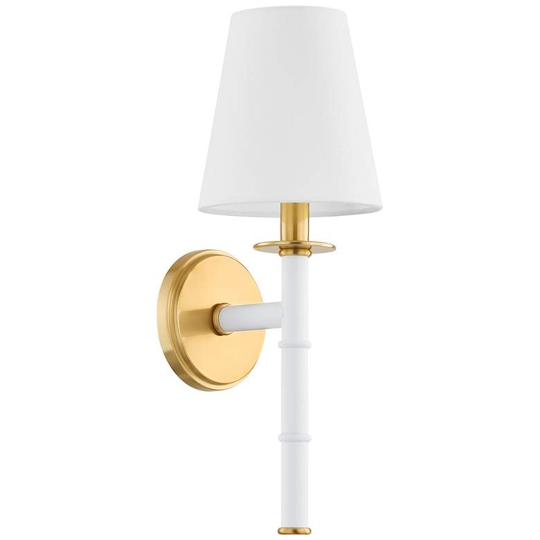 Image 1 Mitzi Banyan 16.25 inch High Single Light White and Brass Wall Sconce