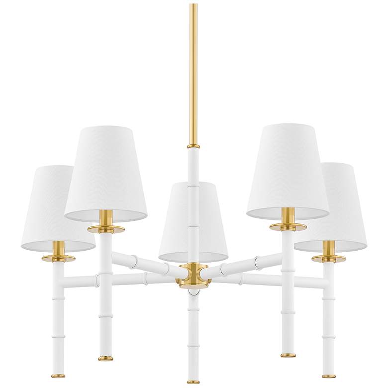 Image 1 Mitzi Banyan 28 In. Aged Brass 5 Light Chandelier