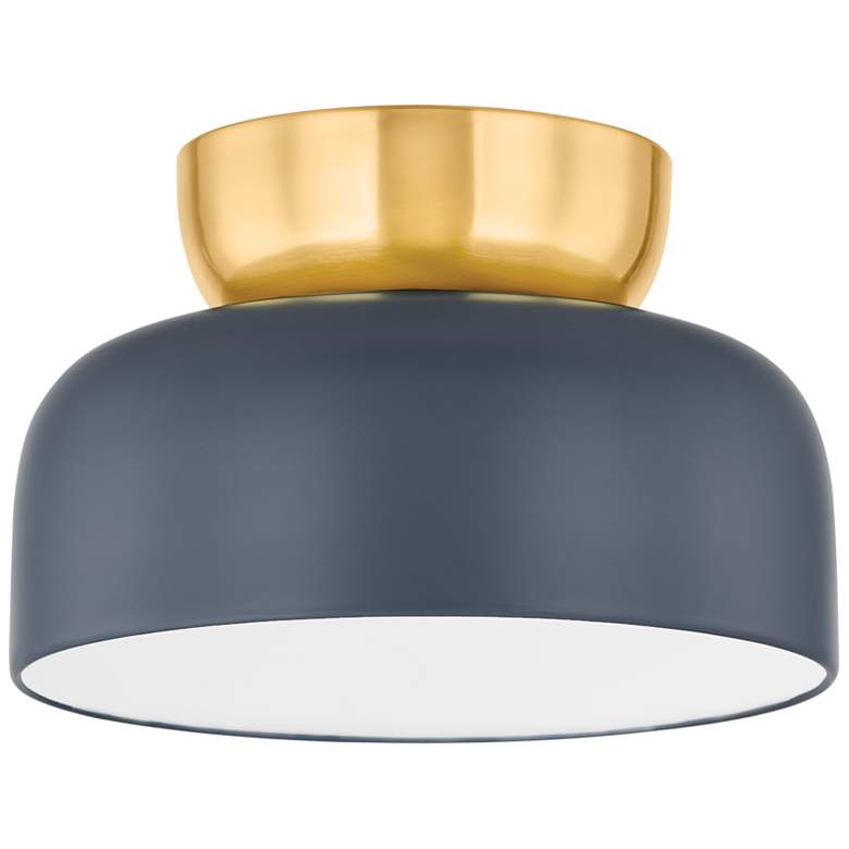 Image 1 Mitzi Batya 13" Wide Aged Brass and Slate Blue Ceiling Light