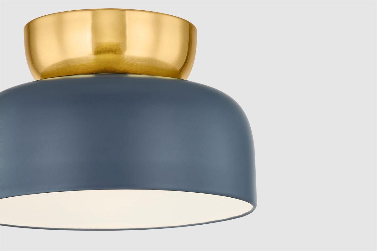 Image 4 Mitzi Batya 13" Wide Aged Brass and Slate Blue Ceiling Light more views