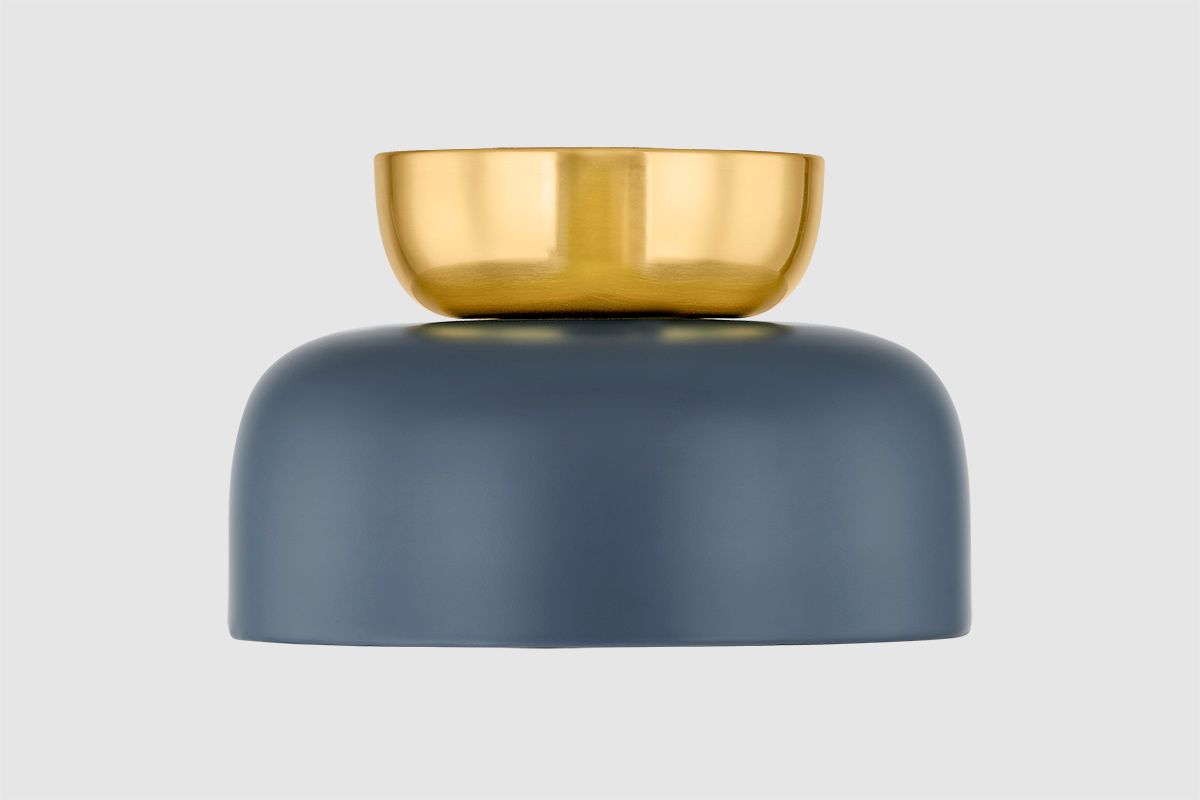 Image 5 Mitzi Batya 13" Wide Aged Brass and Slate Blue Ceiling Light more views