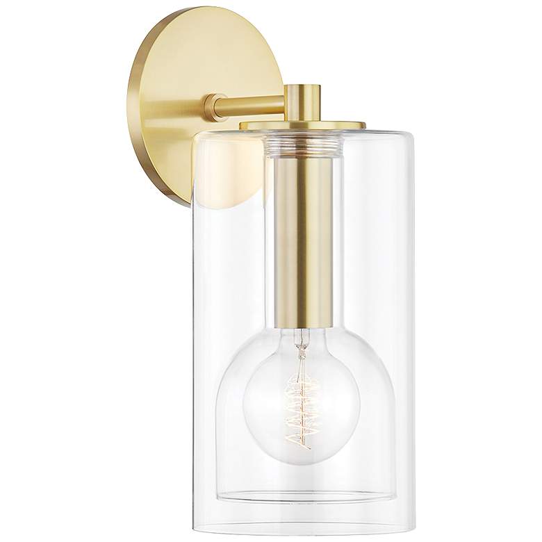 Image 2 Mitzi Belinda 14"H Aged Brass and Clear Glass Wall Sconce
