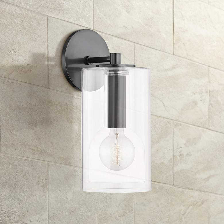 Image 1 Mitzi Belinda 14"H Old Bronze and Clear Glass Wall Sconce