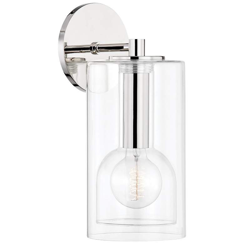 Image 2 Mitzi Belinda 14"H Polished Nickel Clear Glass Wall Sconce