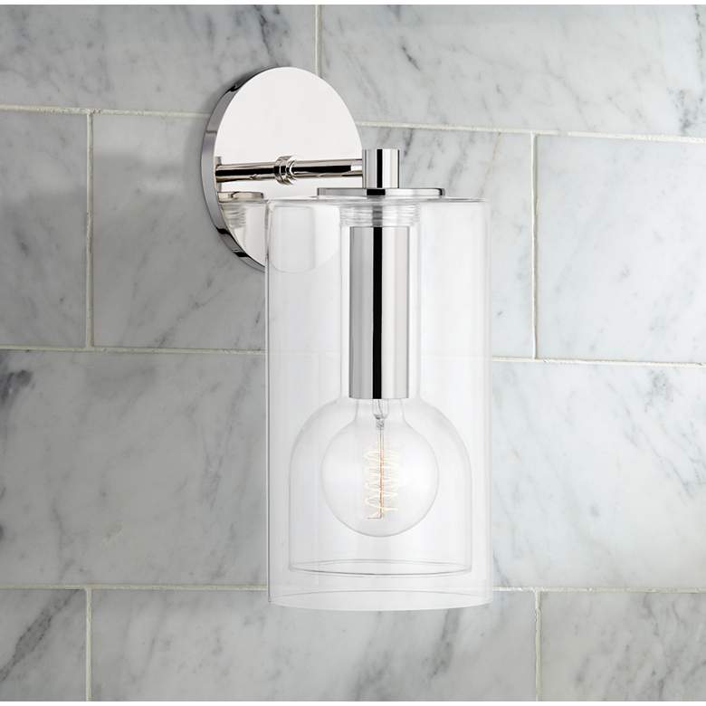 Image 1 Mitzi Belinda 14"H Polished Nickel Clear Glass Wall Sconce