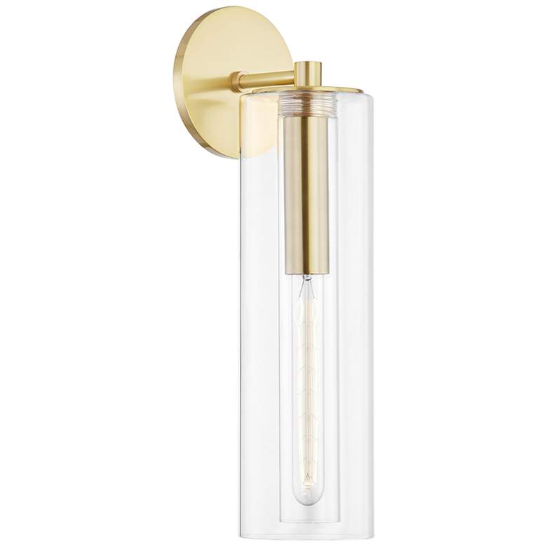 Image 2 Mitzi Belinda 19"H Aged Brass and Clear Glass Wall Sconce