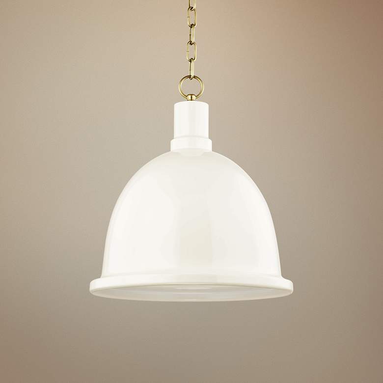 Image 1 Mitzi Blair 16 inch Wide Aged Brass Pendant Light w/ Cream Shade