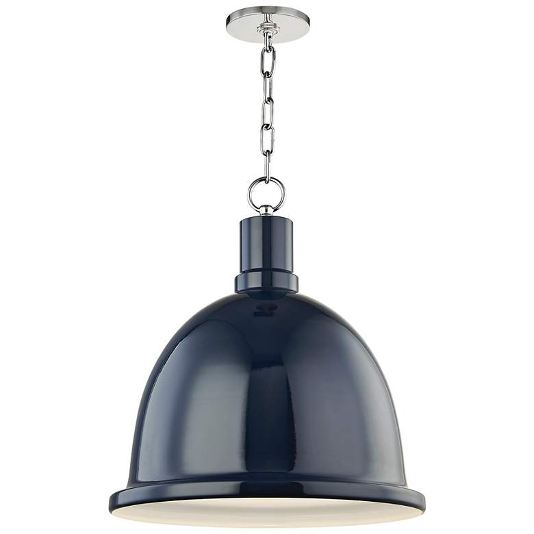 Image 2 Mitzi Blair 16"W Polished Nickel Pendant Light w/ Navy Shade