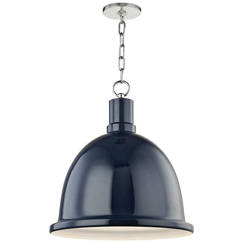 Image 2 Mitzi Blair 16 inchW Polished Nickel Pendant Light w/ Navy Shade