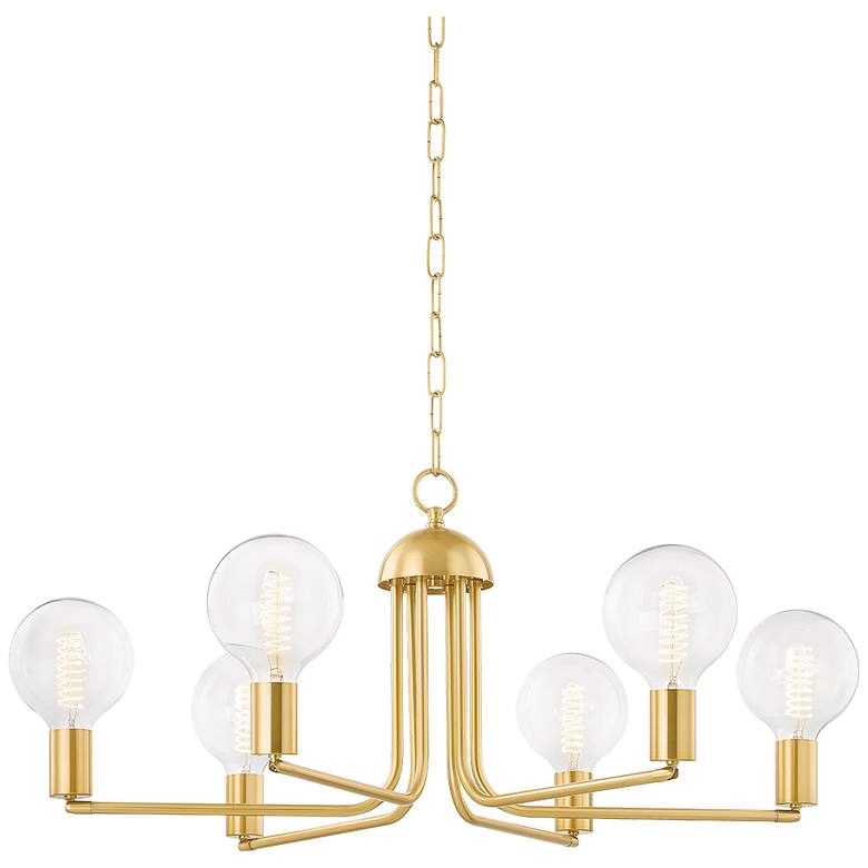 Image 1 Mitzi Blakely 92 inch Aged Brass 6 Light Chandelier