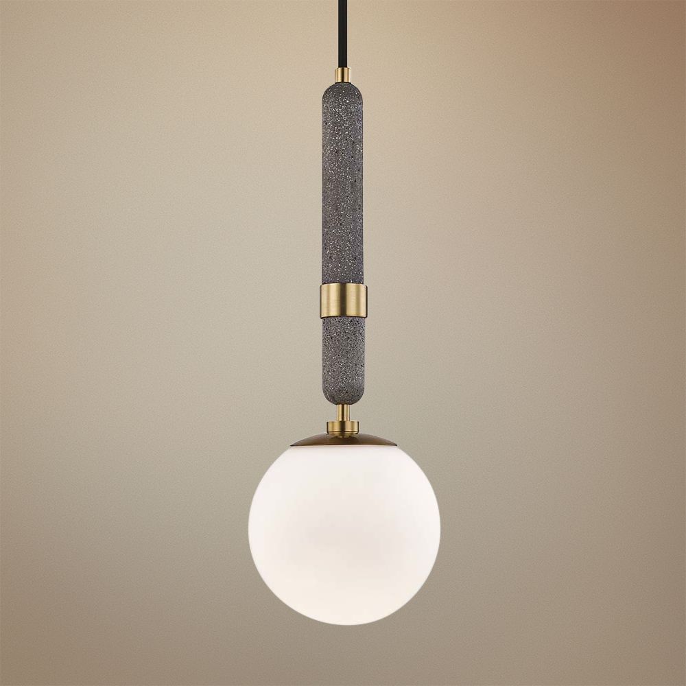 gray and brass pendant light