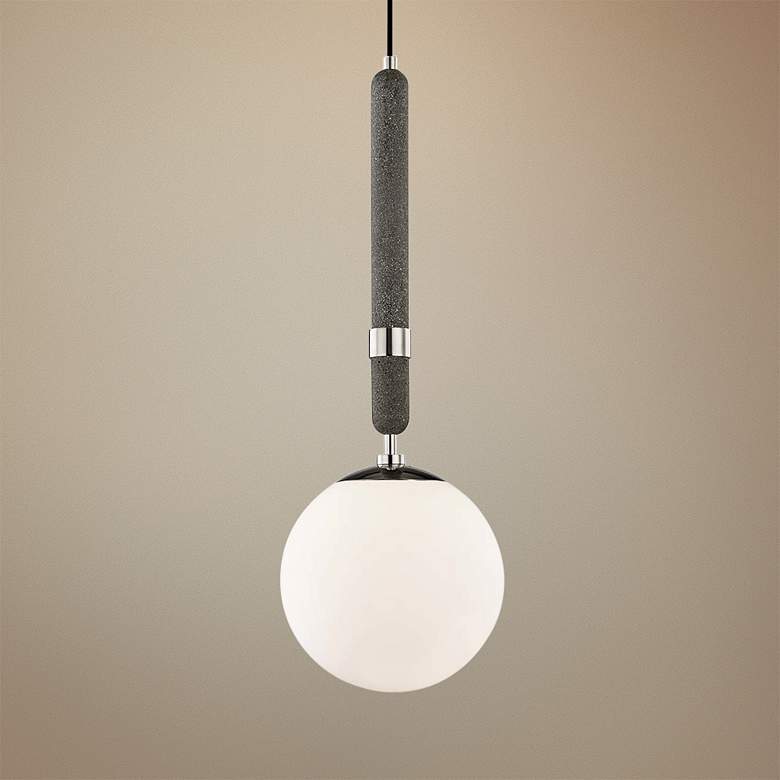 Image 1 Mitzi Brielle 9 1/2"W Polished Nickel w/ Glass Mini Pendant