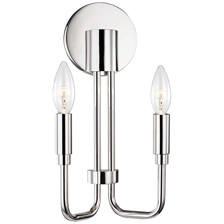 Image 1 Mitzi Brigitte 12 1/2"H Polished Nickel 2-Light Wall Sconce