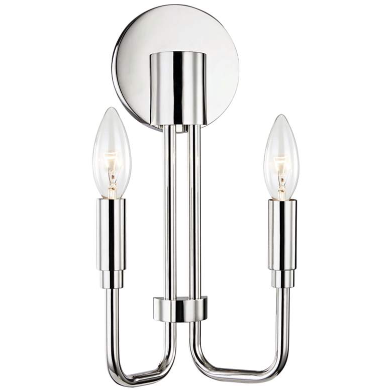 Image 1 Mitzi Brigitte 12 1/2 inchH Polished Nickel 2-Light Wall Sconce