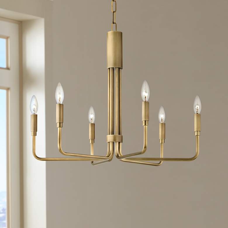 Image 1 Mitzi Brigitte 25" Wide Aged Brass 6-Light Candelabra Chandelier