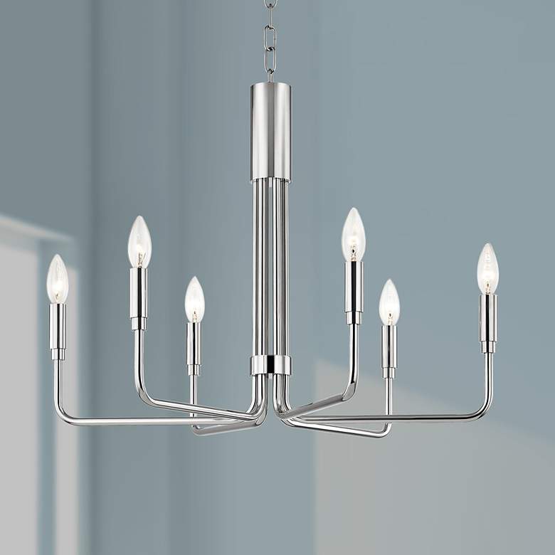 Image 1 Mitzi Brigitte 25 inch Wide Polished Nickel 6-Light Chandelier