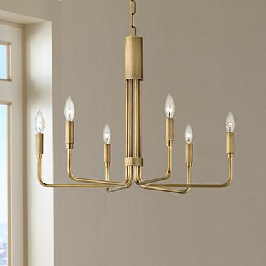 Mitzi Brigitte 25" Wide Aged Brass 6-Light Candelabra Chandelier