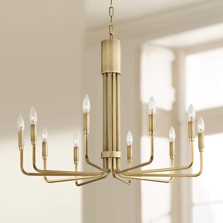 Image 1 Mitzi Brigitte 31 3/4 inch Wide Aged Brass 10-Light Chandelier