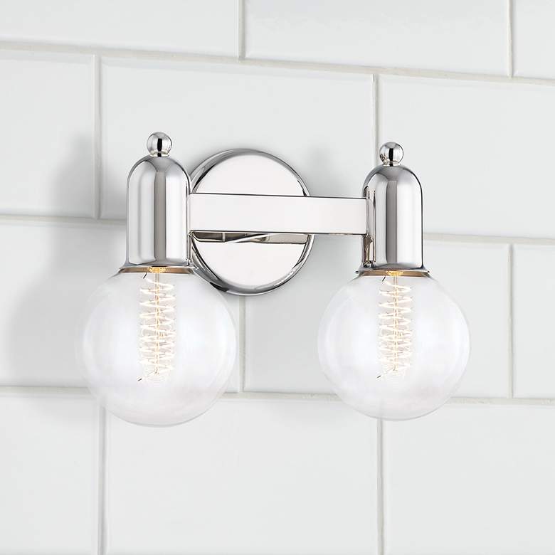 Image 1 Mitzi Bryce 9 inchH 2-Light Polished Nickel Steel Wall Sconce