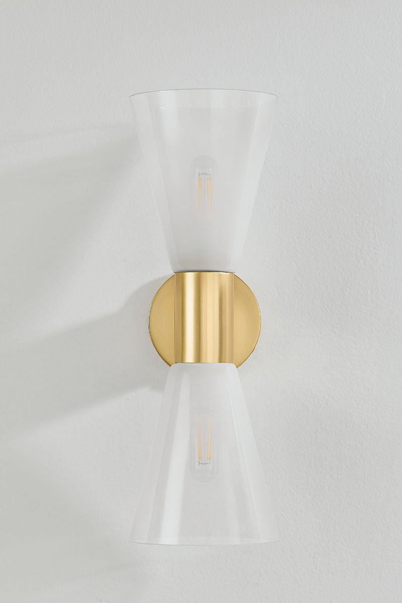 Image 4 Mitzi By Hudson Valley ALMA 6 Inch 2 Lt. Aged Brass Wall Sconce more views