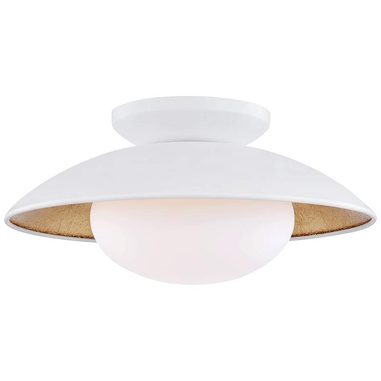 Image 1 Mitzi Cadence 14 inch Wide White Lustro Gold Leaf Ceiling Light