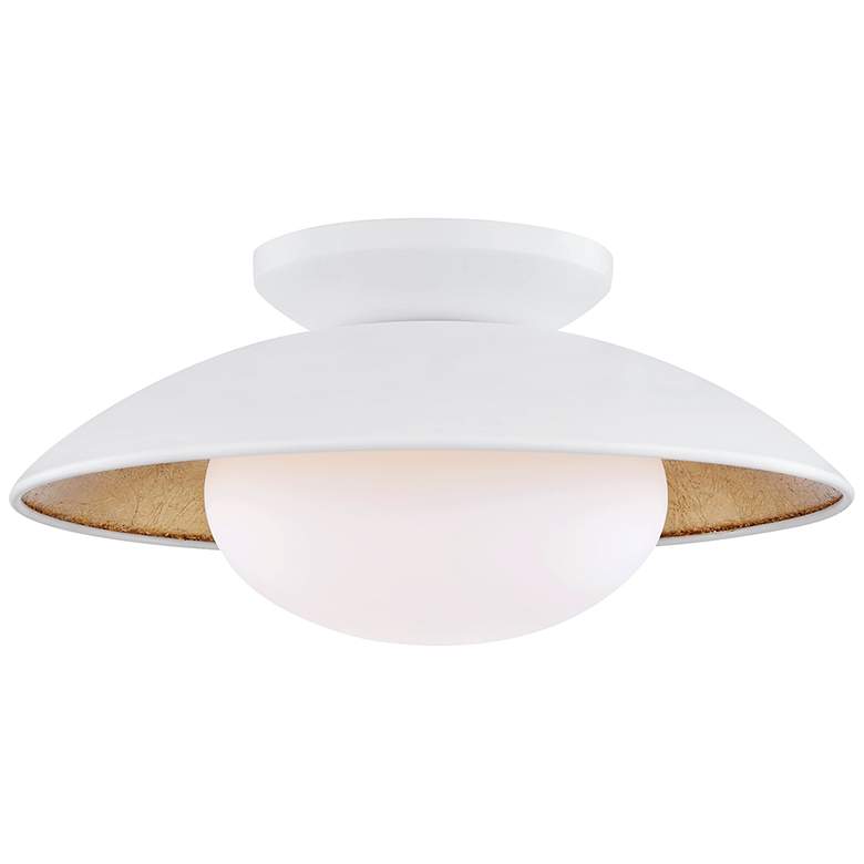 Image 1 Mitzi Cadence 14" Wide White Lustro Gold Leaf Ceiling Light