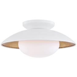 Mitzi Cadence 14" Wide White Lustro Gold Leaf Ceiling Light