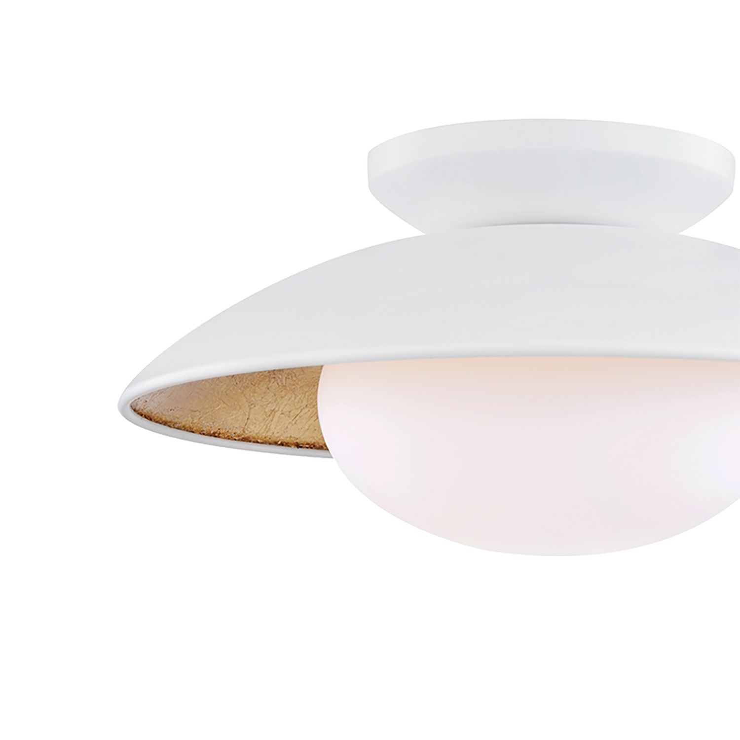 Image 2 Mitzi Cadence 14" Wide White Lustro Gold Leaf Ceiling Light more views