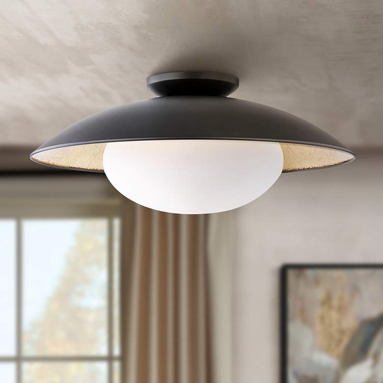 Image 1 Mitzi Cadence 21" Wide Black and Gold Modern Ceiling Light