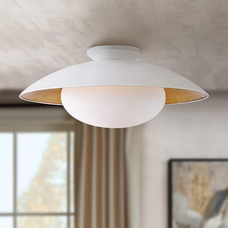 Image 1 Mitzi Cadence 21 inch Wide White and Gold Ceiling Light