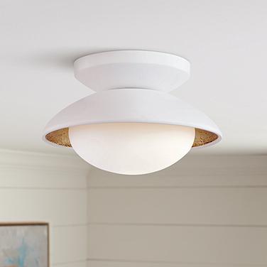 Mitzi Cadence 6 3/4" Wide White Lustro and Gold Leaf Ceiling Light