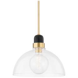 Mitzi Camile 13" Wide Aged Brass and Black Pendant Light
