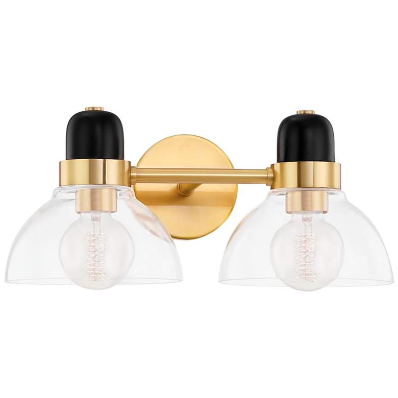Image 1 Mitzi Camile 7" High Aged Brass 2-Light Wall Sconce