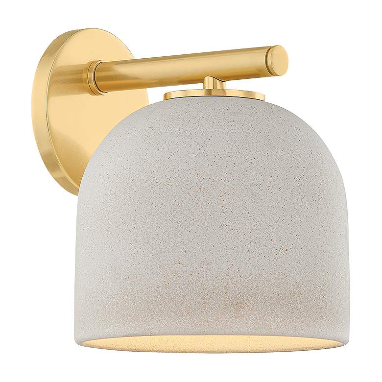 Image 1 Mitzi Cara Wall Sconce 7" in Aged Brass and Ceramic Cream Pebble