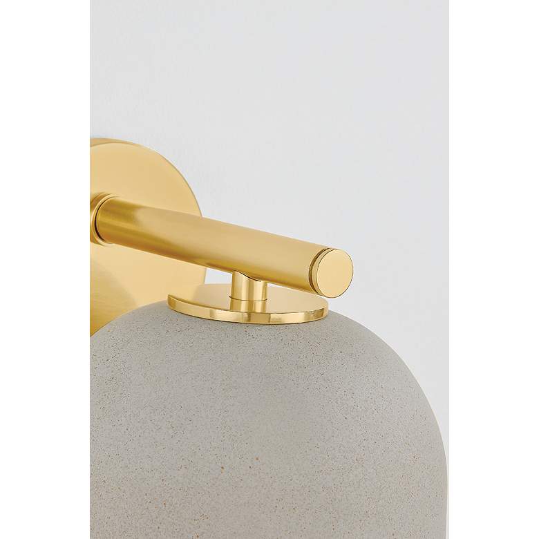 Image 3 Mitzi Cara Wall Sconce 7" in Aged Brass and Ceramic Cream Pebble more views