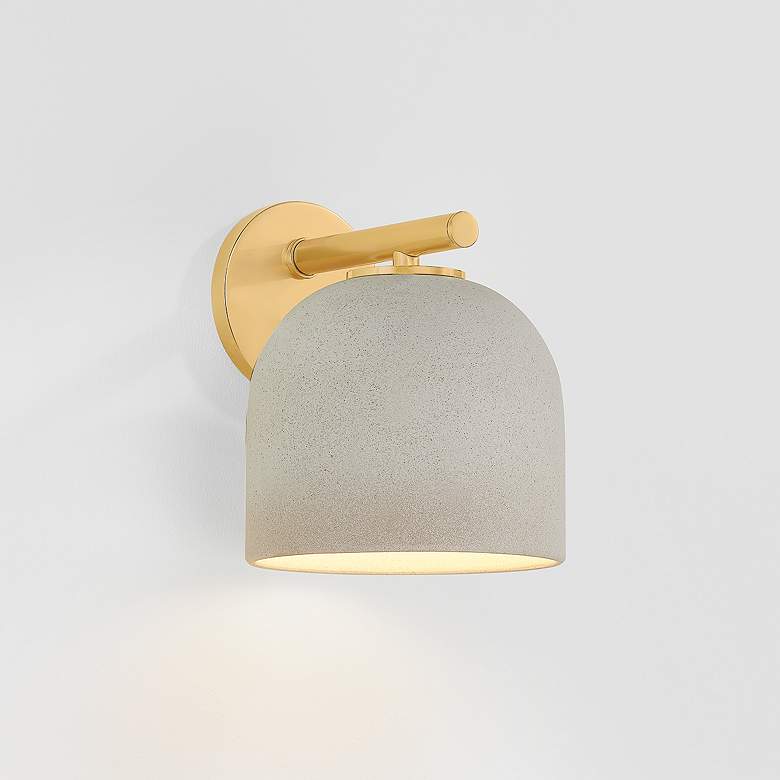 Image 4 Mitzi Cara Wall Sconce 7" in Aged Brass and Ceramic Cream Pebble more views