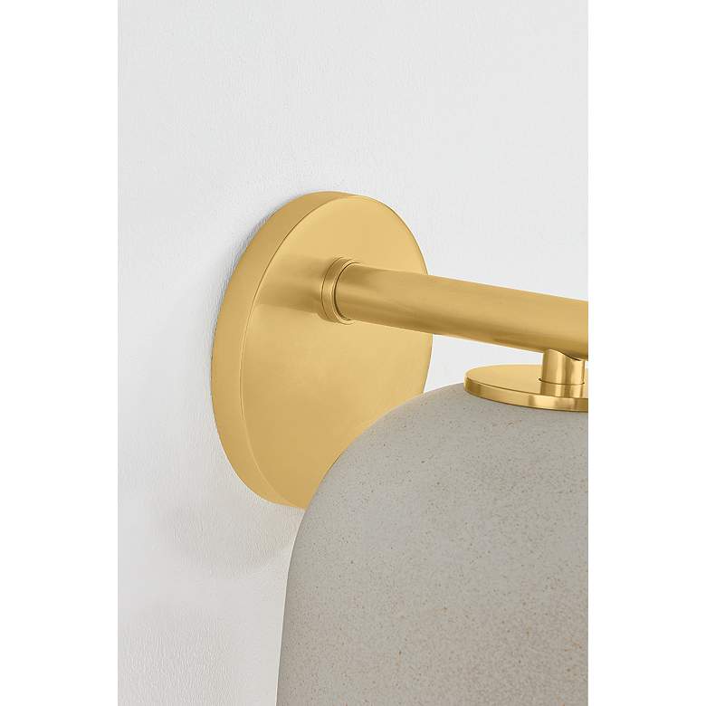 Image 5 Mitzi Cara Wall Sconce 7" in Aged Brass and Ceramic Cream Pebble more views