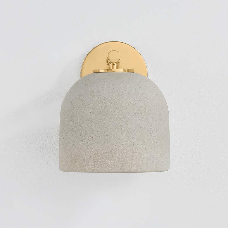 Image 6 Mitzi Cara Wall Sconce 7" in Aged Brass and Ceramic Cream Pebble more views