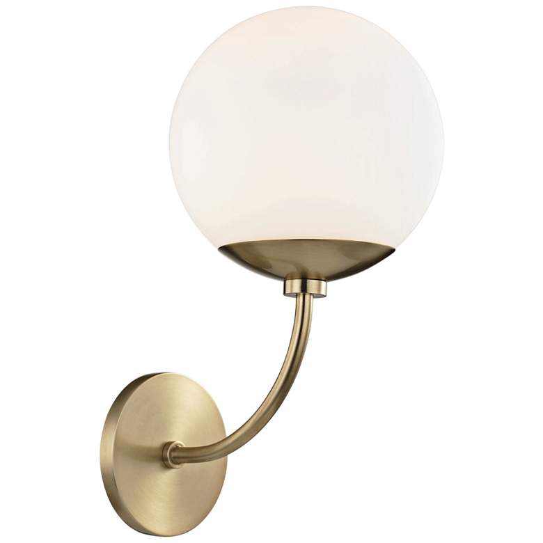 Image 1 Mitzi Carrie 14 3/4" High Aged Brass Wall Sconce